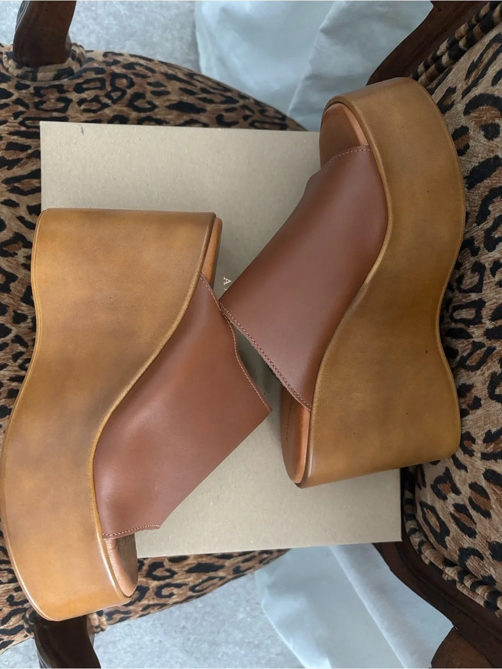 Anthropologie Leather Platform Wedge